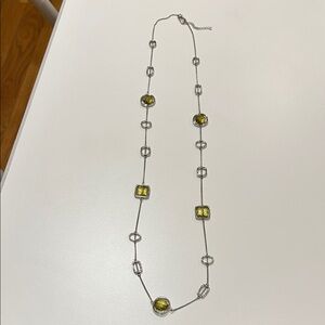 Lia Sophia Midori Necklace Silver and Chartreuse Yellow Glass Beads